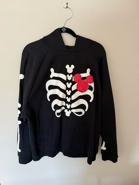 RARE Disney Mickey Mouse Black Skeleton Hoodie. GLOW IN THE DARK, LIGHT UP!